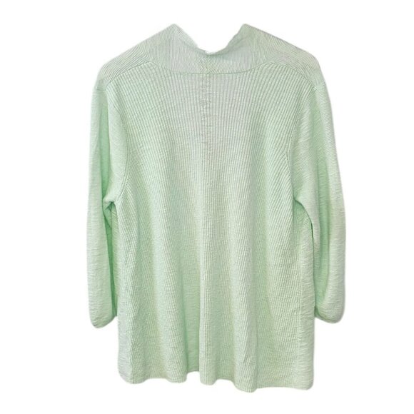 Eileen Fisher Womens Linen Cotton Open Front 3/4 Sleeve Cardigan, Green, Size L - Picture 2 of 7